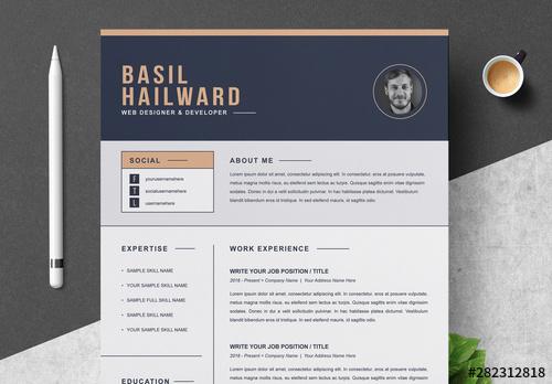 Resume Layout Set with Black Header - 282312818 - 282312818