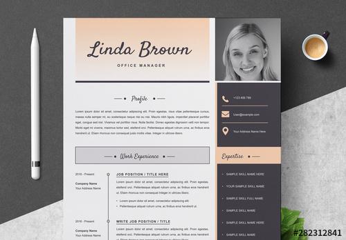 Modern Resume Layout Set with Photo and Peach Gradient - 282312841 - 282312841