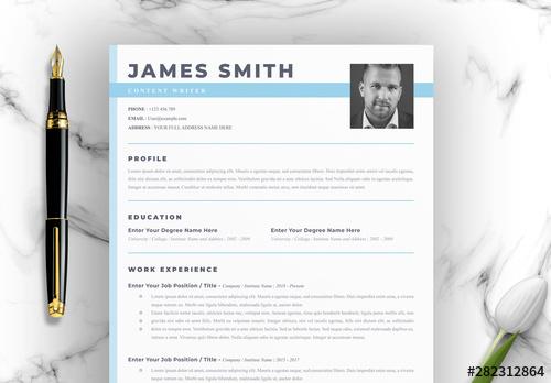 Resume Layout Set with Blue Accents - 282312864 - 282312864