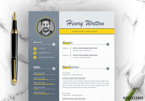 Resume Layout Set with Dark Gray Sidebar - 282312885 - 282312885