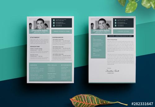 Resume Letterhead Layout with Teal Elements - 282331647 - 282331647