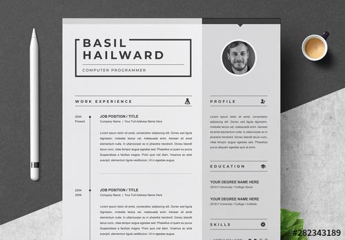 Resume Layout with Dark Gray Sidebar - 282343189 - 282343189