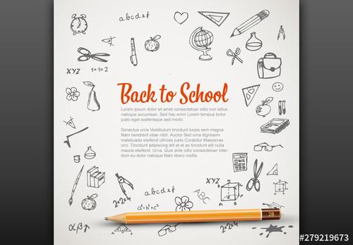 Back to School Banner Layout with Illustrations - 279219673 - 279219673