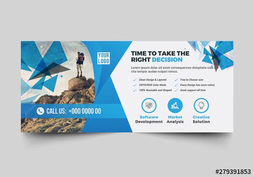 Corporate Advertising Banner Layout with Blue Elements - 279391853 - 279391853