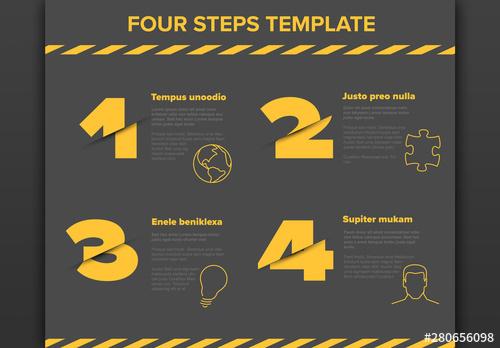 4 Steps Cut Effect Info Chart Layout with Icons - 280656098 - 280656098