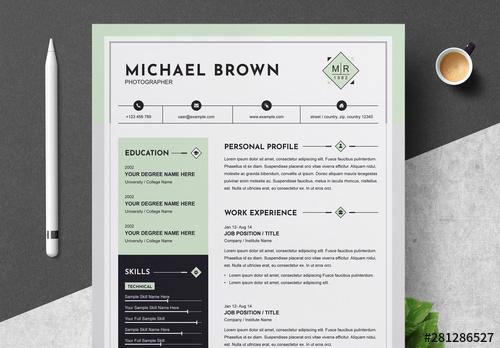 Green Resume Layout with Border - 281286527 - 281286527