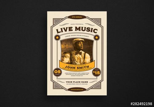 Vintage Live Music Event Flyer Layout - 282492198 - 282492198