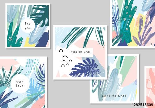 Abstract Illustrative Floral Card Layout Set - 282515609 - 282515609