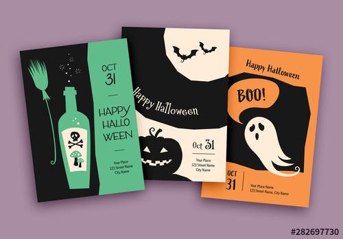 Halloween Cards Layout Set - 282697730 - 282697730