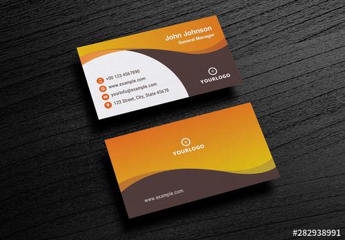 Business Card Layout with Orange Gradient - 282938991 - 282938991