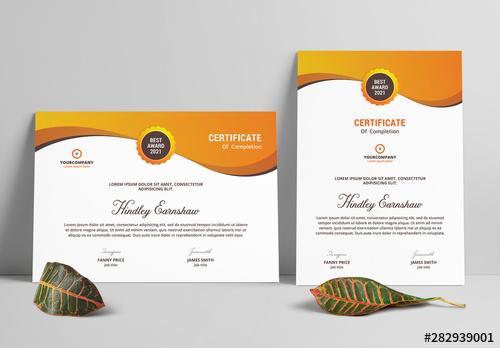 Certificate Layout with Orange Gradient Elements - 282939001 - 282939001