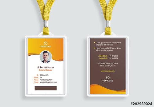 ID Card Layout with Orange Gradients - 282939024 - 282939024