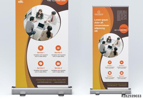 Roll-Up Banner Layout with Orange Gradients - 282939033 - 282939033