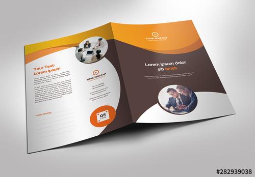 Fold-Up Presentation Folder Layout with Orange Gradients - 282939038 - 282939038