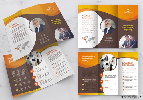 Trifold Brochure Layout with Orange Gradients - 282939057 - 282939057