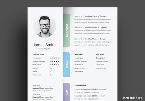 Resume Layout with Colorful Labels - 283087160 - 283087160