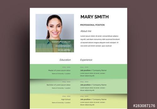 Resume Layout with Green Accents - 283087176 - 283087176