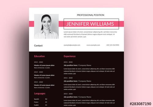 Resume Layout with Red and Black Accents - 283087190 - 283087190