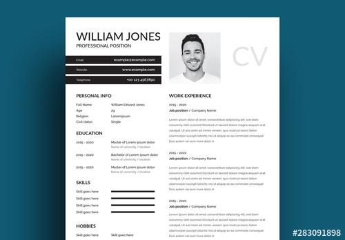 Simple Resume Layout with Black Accents - 283091898 - 283091898