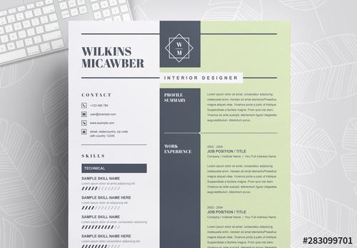 Green Resume Layout with Columns - 283099701 - 283099701