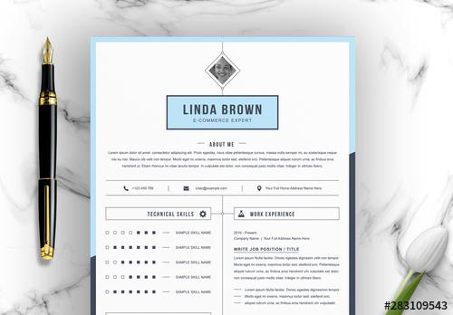 Resume Layout Set with Blue Elements - 283109543 - 283109543