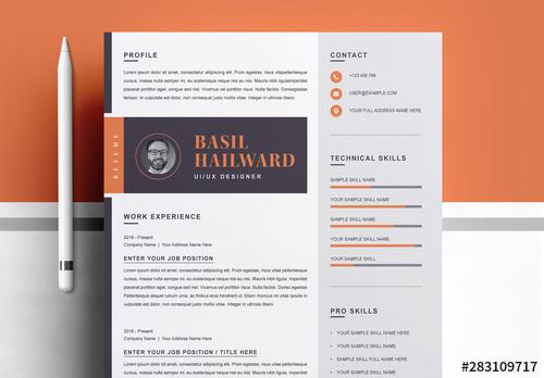 Creative Resume Layout Set with Orange Accents - 283109717 - 283109717