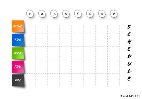 School Schedule Table Layout with Colorful Squares - 284149735 - 284149735