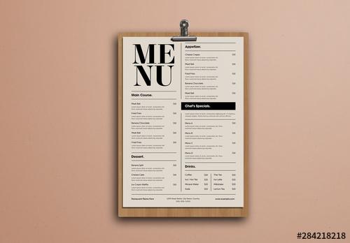 Simple Beige Food Menu with Bold Typography - 284218218 - 284218218