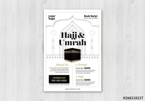 Umrah and Hajj Advertising Flyer Layout with Graphic Elements - 284218227 - 284218227