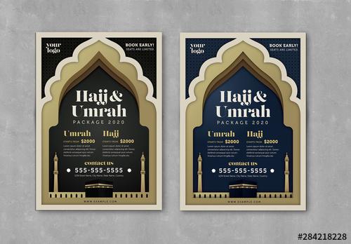 Umrah and Hajj Advertising Flyer Layout with Graphic Elements - 284218228 - 284218228