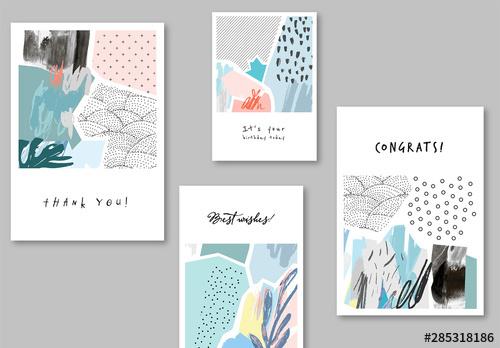 Universal Greeting Card Layouts with Illustrative Elements - 285318186 - 285318186