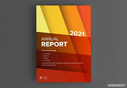 Annual Report Cover Layout with Orange Layered Elements - 285559937 - 285559937