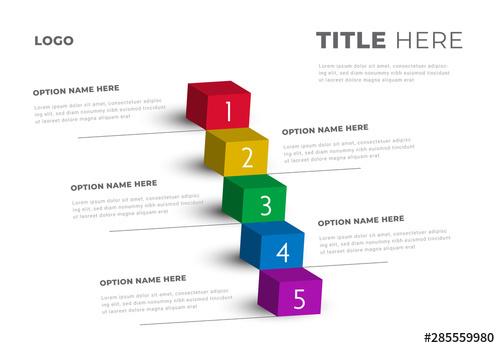 5 Step Info Chart Layout with Colorful Boxes - 285559980 - 285559980