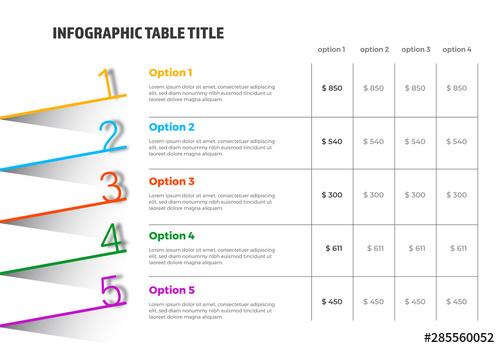 5 Point Info Chart Table Grid Layout - 285560052 - 285560052