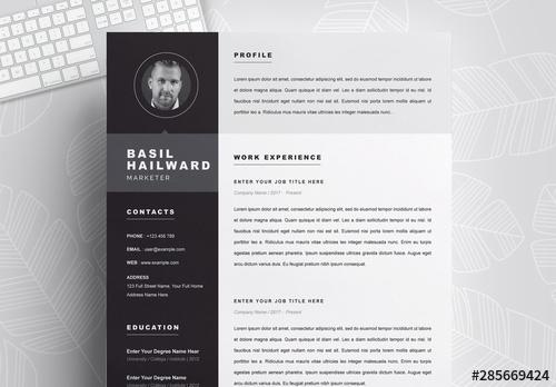 Resume and Cover Letter Layout with Black Sidebar Element - 285669424 - 285669424