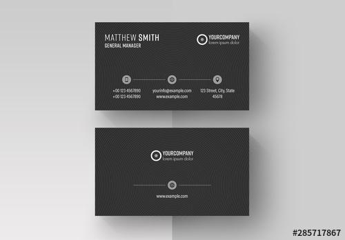 Business Card Layout with Black Circles - 285717867 - 285717867