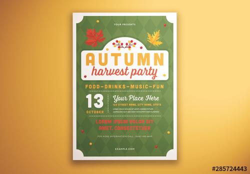 Autumn Harvest Party Graphic Flyer Layout - 285724443 - 285724443