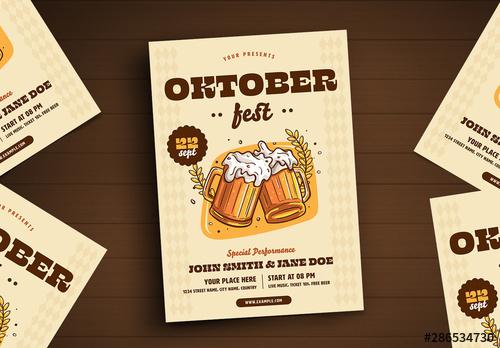 Oktoberfest Flyer with Graphic Illustrations - 286534730 - 286534730