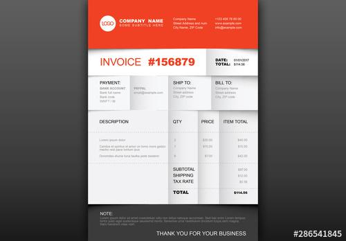 Invoice Layout with Folded Paper Accents - 286541845 - 286541845