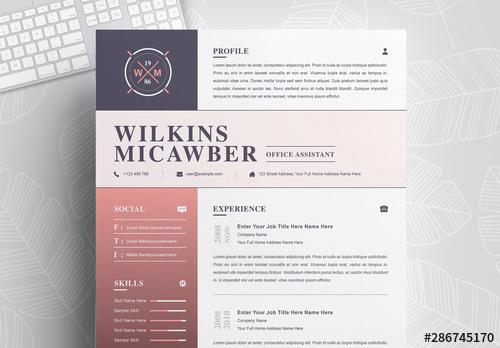 Resume and Cover Letter Layout with Pink Gradient - 286745170 - 286745170