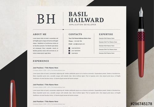 Minimalist Resume Layout Set with Line Accents - 286745178 - 286745178