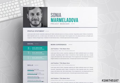 Resume Layout Set with Teal Gradients - 286745187 - 286745187