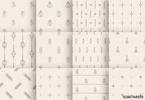 Minimalist Winter Holiday Pattern Layout Set - 286764939 - 286764939