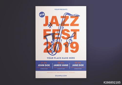 Jazz Festival Graphic Flyer Layout - 286892185 - 286892185