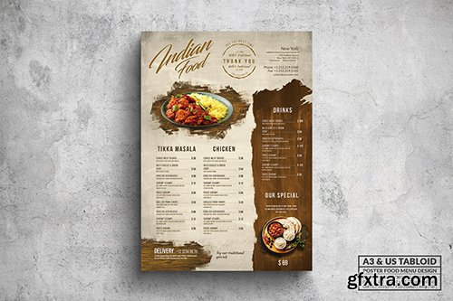 Indian Poster Food Menu - A3 & US Tabloid