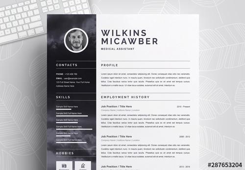 Resume Layout with Black Sidebar - 287653204 - 287653204