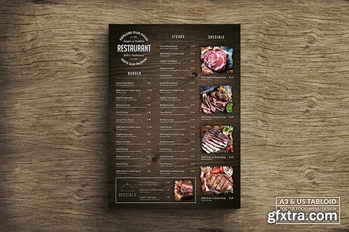 Wood Poster Food Menu - A3 & US Tabloid