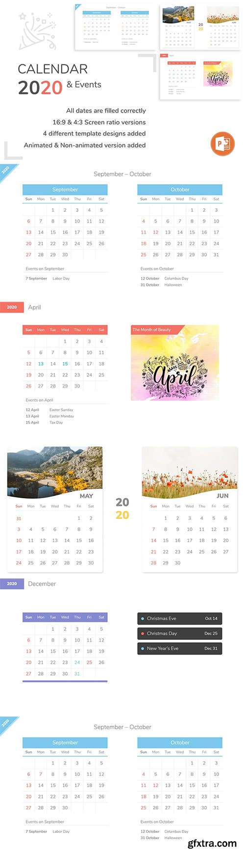 Calendar 2020 & Events Powerpoint Template