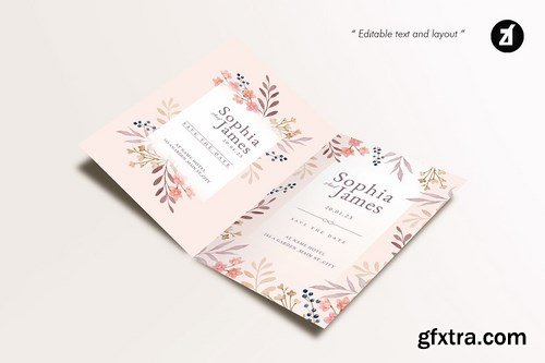 Floral Hand-drawn Watercolor Wedding Invitation