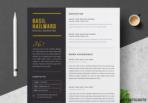 Resume Layout with Black Sidebar - 287816078 - 287816078